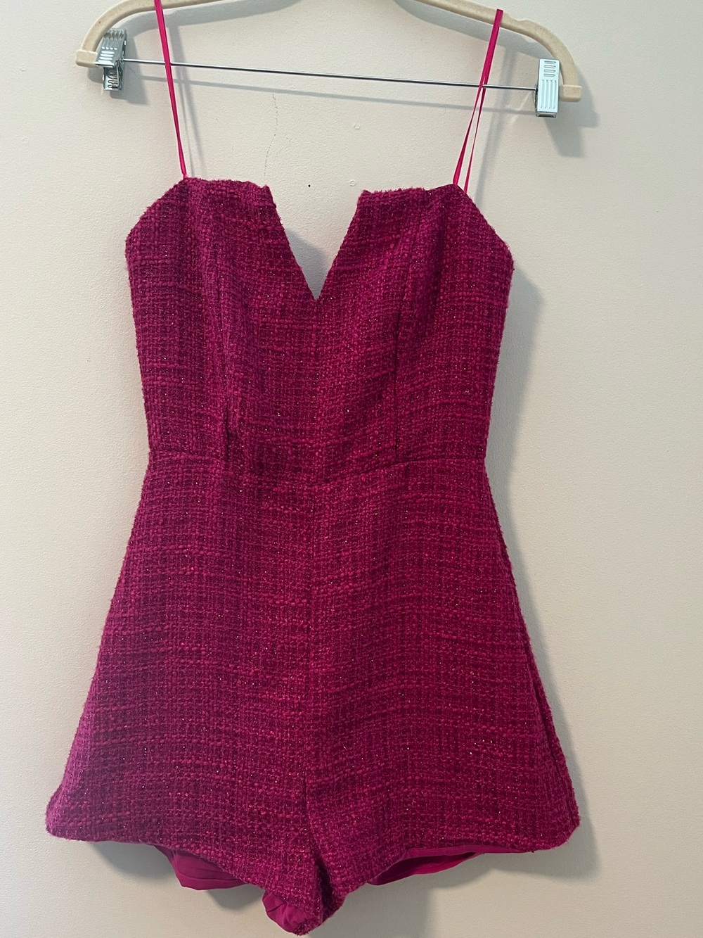 DO+BE Fuchsia Tweed Strap Romper
